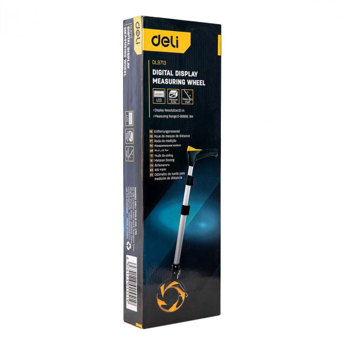 Измерительное колесо с цифровым дисплеем (курвиметр) Deli DL9713 150мм, 3-ступенчатая алюминиевая масштабируемая ручка, точность ±0,5%, значение деления 0,1мм