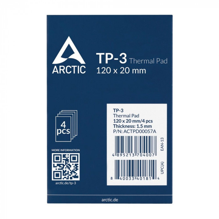 Термопрокладка Arctic Cooling Thermal pad  120x20mm, 1.5mm - 4 Pack TP-3 (ACTPD00057A)