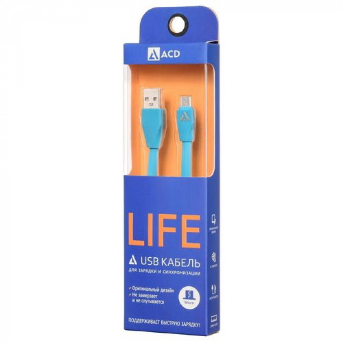 Кабели USB ACD USB кабель ACD-Life MicroUSB ; USB-A TPE, 1м, синий (ACD-U920-M1L)