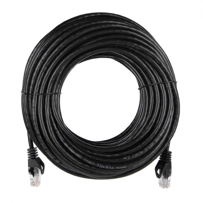 Патч-корд  |ACD-LPU5C-20M| Cat5e UTP 24AWG 4Pair, 7/0.18мм CU Черный, 20м, (741852)