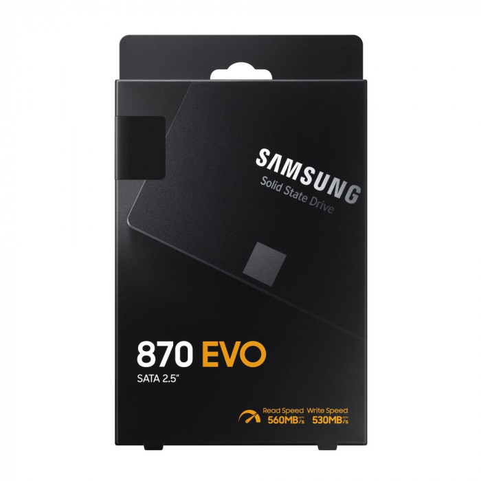 Твердотельный накопитель SSD Samsung 870 EVO MZ-77E250B 250GB 2.5' Client SATA 6Gb/s, 560/530, IOPS 98/88K, MTBF 1.5M, 3D V-NAND TLC, 512MB, 150TBW, 0,33DWPD, RTL (545931) {10}