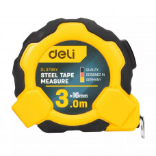 Рулетка Deli DL3795  3м*16мм, Автостоп, ударопрочный корпус, метрическая