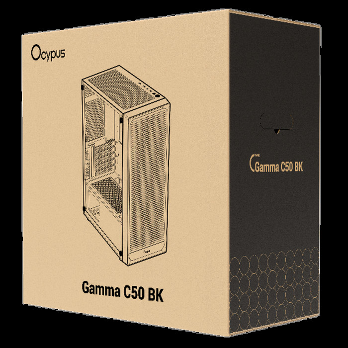 Корпус для ПК Case Ocypus Gamma C50 BK mATX / win / black / no PSU / Tempered Glass