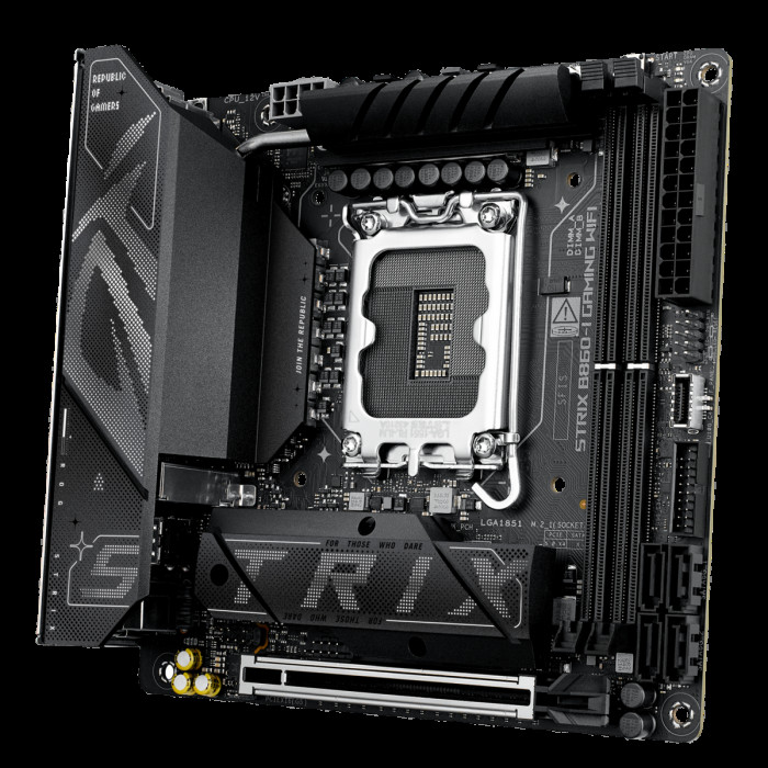 Материнская плата ASUS ROG STRIX B860-I GAMING WIFI LGA1851 mini-ITX 2xDDR5 PCIEx16 2xM.2 Thunderbolt USB-C DP HDMI 2.5GLAN Wi-Fi 7