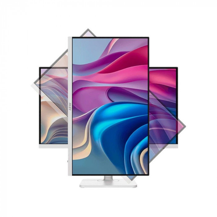 Монитор 27' MSI Modern MD272UPHW  IPS, 3840x2160, 60Hz, 4ms, 400сd/m, 1000:1, HDR10 | HDMI(2.0b), DP(1.4a), Type-C(PD-98W), 3xUSB3.2 | HAS, Pivot, Swivel, InPSU, Speakers, Vesa 75, White