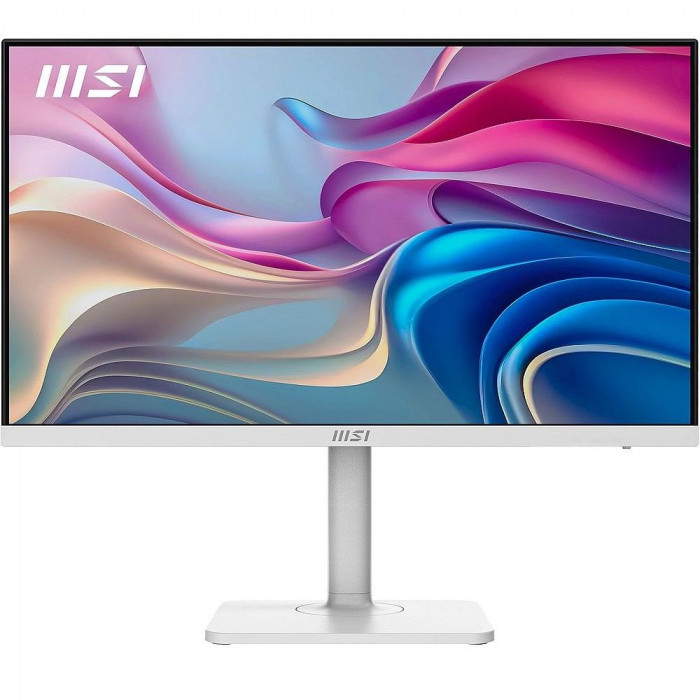 Монитор 27' MSI Modern MD272UPHW  IPS, 3840x2160, 60Hz, 4ms, 400сd/m, 1000:1, HDR10 | HDMI(2.0b), DP(1.4a), Type-C(PD-98W), 3xUSB3.2 | HAS, Pivot, Swivel, InPSU, Speakers, Vesa 75, White