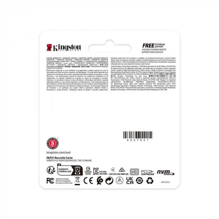 Твердотельный накопитель SSD Kingston NV3 SNV3SM3/500G 500GB, M.2 2230, PCIe 4.0 x4, NVMe, M.2