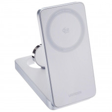 Беспроводное зарядное устройство UGREEN W757 (65901) 'MagFlow' 25W Magnetic Qi2.2 Wireless 3-in-1 Charger. Цвет: серебристо-голубой