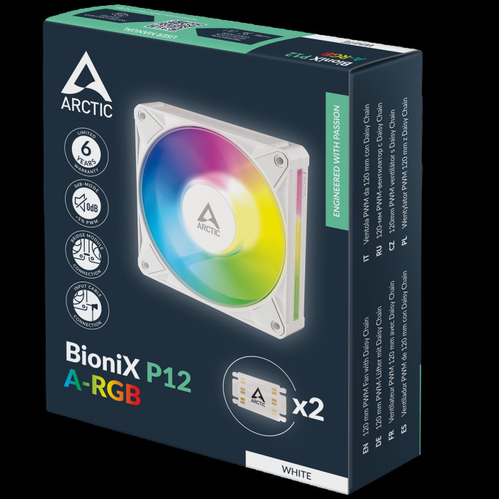 Вентилятор корпусной ARCTIC BioniX P12 A-RGB (White) - retail (ACFAN00336A)