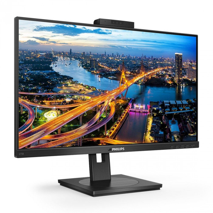 Монитор 27' PHILIPS 275B1H  IPS, 2560x1440, 75Hz, 4ms, 350сd/m, 1000:1 | HDMI(1.4), DVI, DP(1.2),  4xUSB 3.2 | HAS, Pivot, Swivel, InPSU, Speakers, Cam, Vesa 100, Black