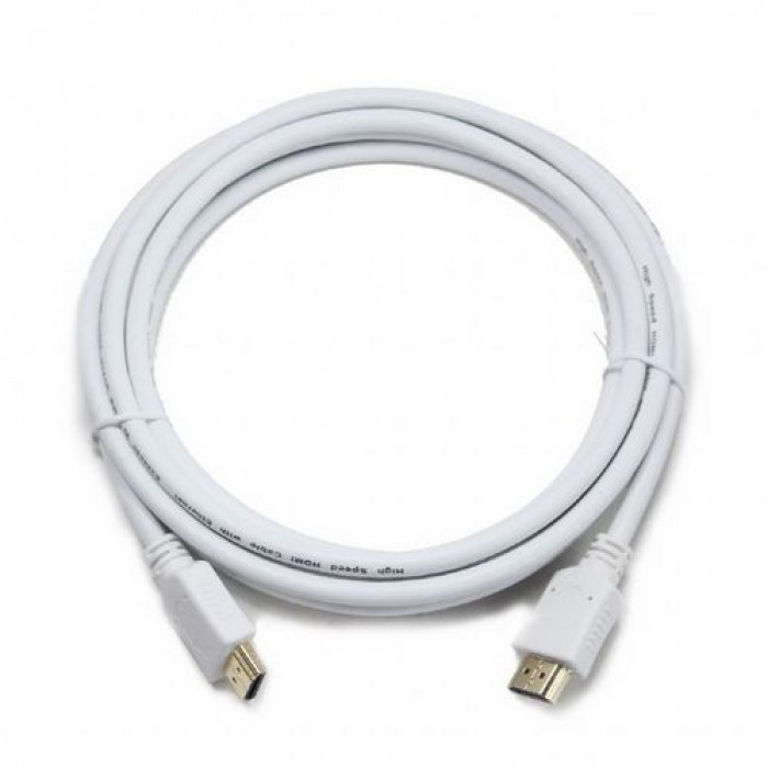 Кабель HDMI Cablexpert CC-HDMI4-W-10, 3м, v1.4, 19M/19M, белый, позол.разъемы, экран, пакет