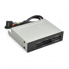 Картридер USB2.0 ExeGate CR-415 3.5', мультиформатный: CF/SD/MMC/MS/MS Duo/MS pro/T flash, черный, металл