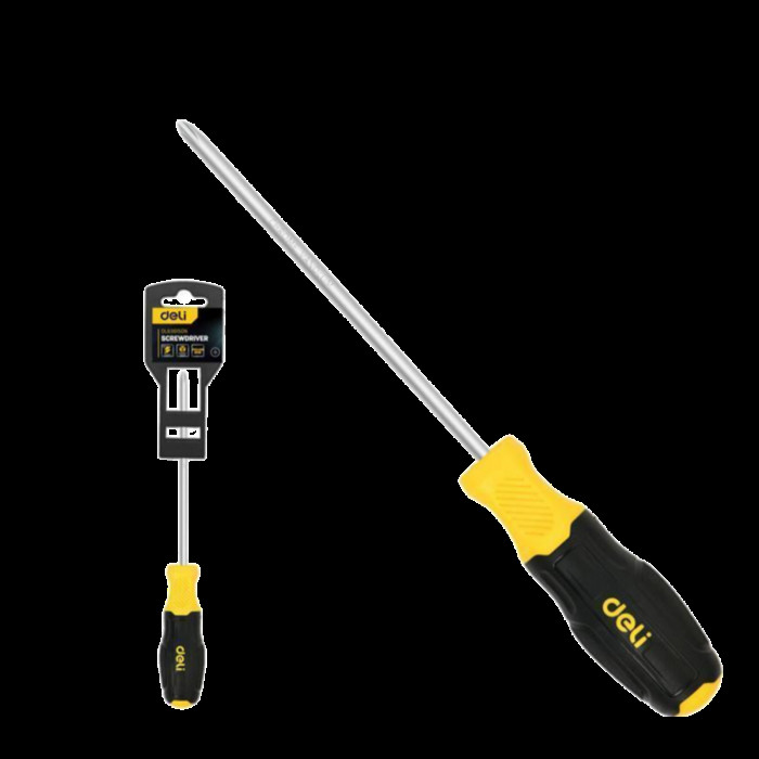 Крестовая отвертка Deli DL636150N PH2x150мм сталь Cr-V, двухкомпонентная прорезиненная рукоять