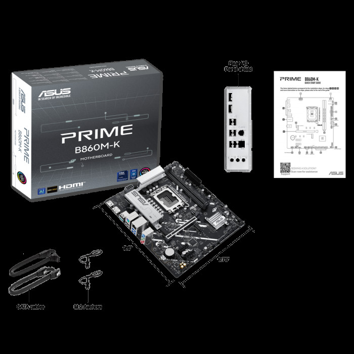 Материнская плата ASUS PRIME B860M-K LGA1851 mATX 2xDDR5 PCIEx16 2xPCIEx1 2xM.2 DP HDMI 2.5GLAN
