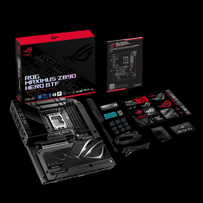Материнская плата ASUS ROG MAXIMUS Z890 HERO BTF LGA1851 ATX 4хDDR5 PCIEx16 PCIEx4 PCIEx1 6xM.2 2xThunderbolt USB-C HDMI 2.5GLAN 5GLAN Wi-Fi 7