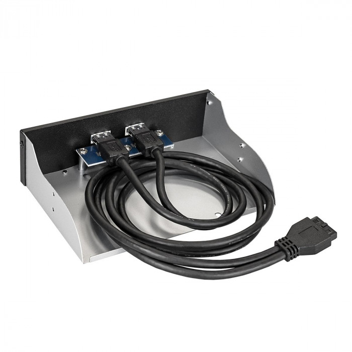 Планка USB Exegate U5H-615, 5,25', 2*USB3.0, черная, металл, подсоед. к MB OEM (127616)