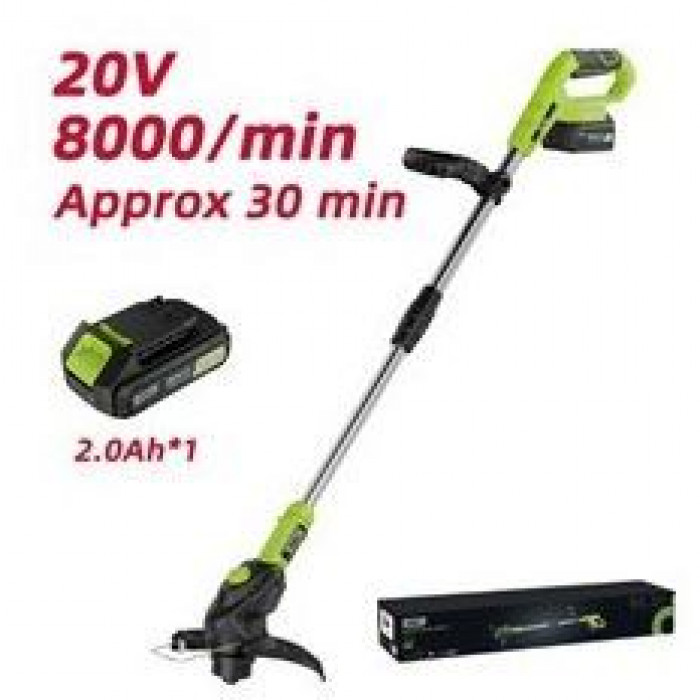 Триммер аккумуляторный Deli DG305-1 (1АКБ*2Ач + ЗУ, 20V), диаметр скашивания 260мм, макс. обороты двигателя 8000об/мин