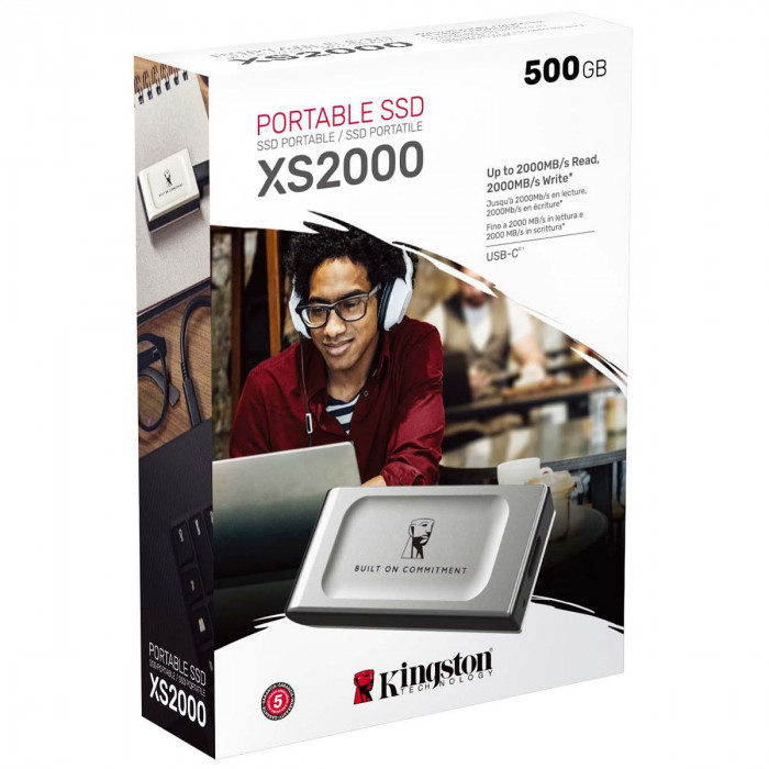Твердотельный накопитель SSD Kingston USB 3.2 Gen2x2 Type-C 2000GB XS2000 PORTABLE SSD, 2000/2000
