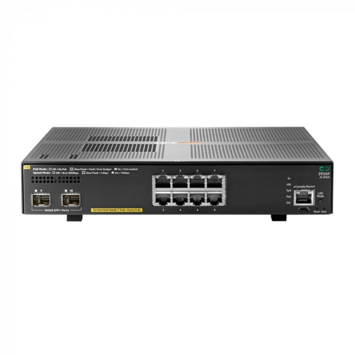 Коммутатор HPE JL258A Aruba 2930F 8G PoE+ 2SFP+ Switch