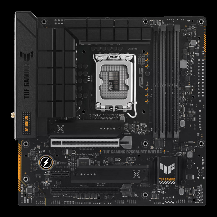 Материнская плата ASUS TUF GAMING B760M-BTF WIFI D4 LGA1700 mATX 4xDDR4 2xPCIEx16 PCIEx1 3xM.2 DP HDMI 2.5GLAN WiFi 6