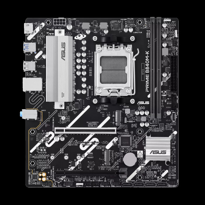Материнская плата ASUS PRIME B840M-K AM5 mATX 2xDDR5 2xPCIEx16 2xM.2 HDMI 2.5GLAN
