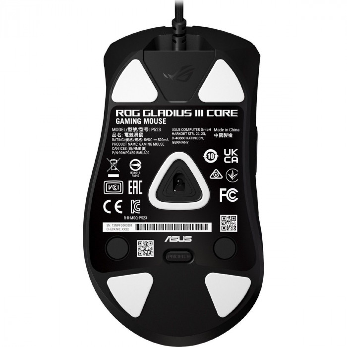 Мышь ASUS P523 ROG GLADIUS III CORE/BLK 35g 12,000DPI USB 6buttons wired