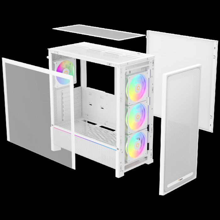 Корпус для ПК Ocypus Delta-C70-WHG400XX-GL Case  Delta C70 WH ARGB EATX / win / white / 4 ARGB fans / no PSU