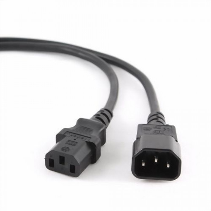 Кабель питания сист.блок-монитор Cablexpert PC-189-10, 3.0м, C13-C14, 6А, Сечение провода: 0,5 мм2, черный, с заземлением {75} (008143)