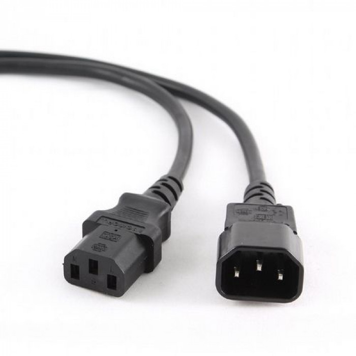 Кабель питания сист.блок-монитор Cablexpert PC-189-1-1.8M, 1.8м, C13-C14, Сечение провода 3x1кв.мм., черный, с заземлением {100} (792624)