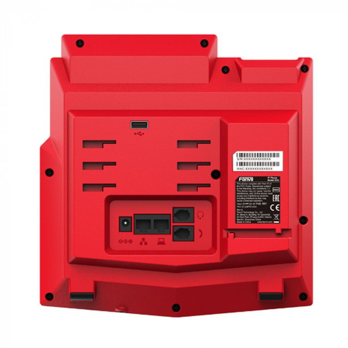 Телефон IP Fanvil X5U-R 16 линий, цветной экран 3.5' + доп. цветной экран 2.4', HD, Opus, 10/100/1000 Мбит/с, USB, Bluetooth, PoE, Красный