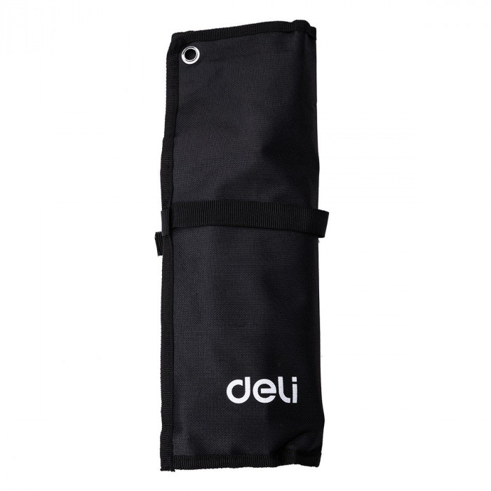 Набор двусторонних гаечных ключей 12 шт Deli DL160012A размеры 6x7, 8x9, 10x11, 12x13, 14x15, 16x17, 18x19, 20x22, 21x23, 24x27, 25x28, 30x32 мм, матовая хромированная поверхность, чехол из ткани Оксфорд