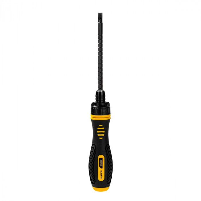 Двухсторонняя отвертка с трещеткой Deli DL626011 PH2+SL6x180мм, сталь CrV, длина 180-230мм, диаметр хвостовика 6,3мм
