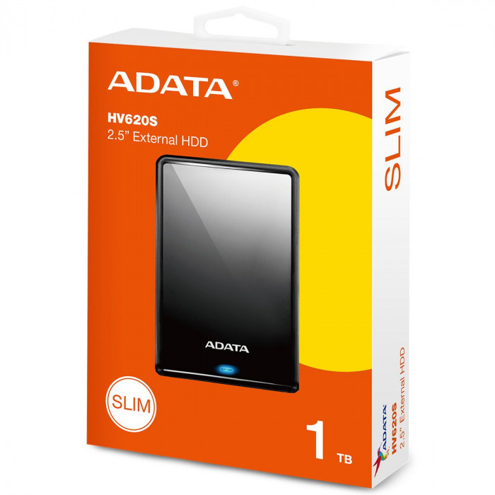 Жесткий диск внешний ADATA HV620S Black AHV620S-1TU31-CBK 1TB 2.5' USB 3.2 Gen1, LED Indicator, 11.5mm, RTL (461100)
