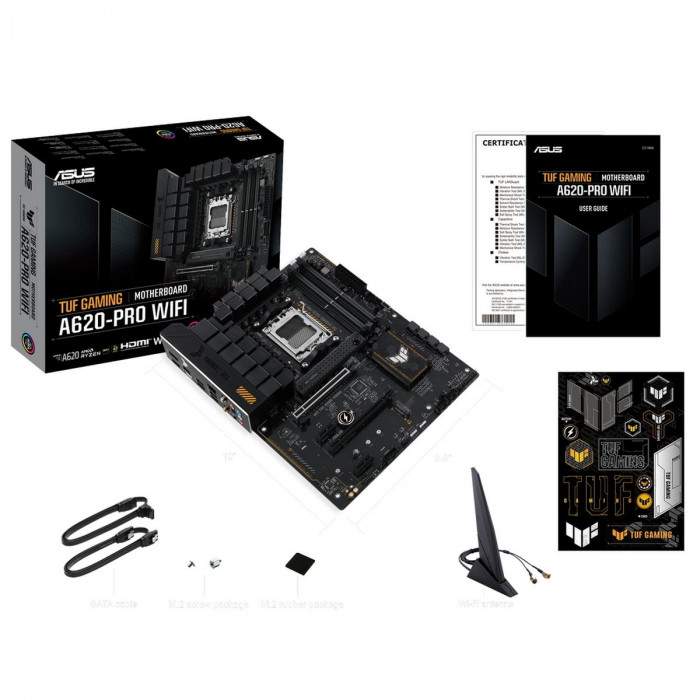 Материнская плата ASUS TUF GAMING A620-PRO WIFI AM5 ATX 4xDDR5 2xPCIEx16 2xPCIEx1 2xM.2 USB-C HDMI DP 2.5GLAN Wi-Fi 6