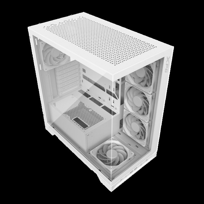 Корпус XPG INVADER X WHITE (INVADERXMT-WHCWW) Mid-Tower Gaming ATX PC Case with Panoramic View, Tempered Glass Panels, and RGB Lighting Black