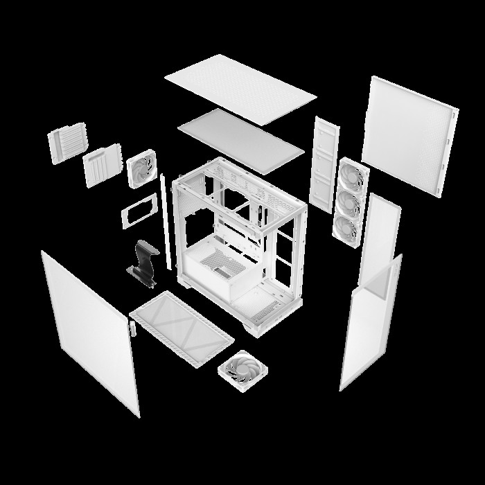 Корпус XPG INVADER X WHITE (INVADERXMT-WHCWW) Mid-Tower Gaming ATX PC Case with Panoramic View, Tempered Glass Panels, and RGB Lighting Black