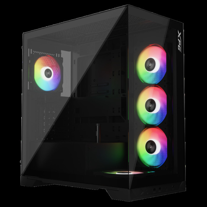 Корпус XPG INVADER X BLACK (INVADERXMT-BKCWW) Mid-Tower Gaming ATX PC Case with Panoramic View, Tempered Glass Panels, and RGB Lighting Black