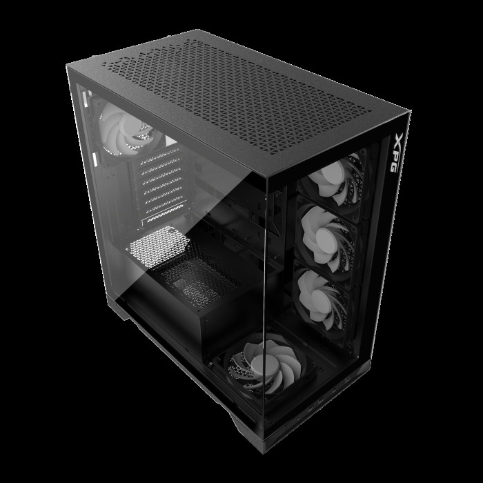 Корпус XPG INVADER X BLACK (INVADERXMT-BKCWW) Mid-Tower Gaming ATX PC Case with Panoramic View, Tempered Glass Panels, and RGB Lighting Black