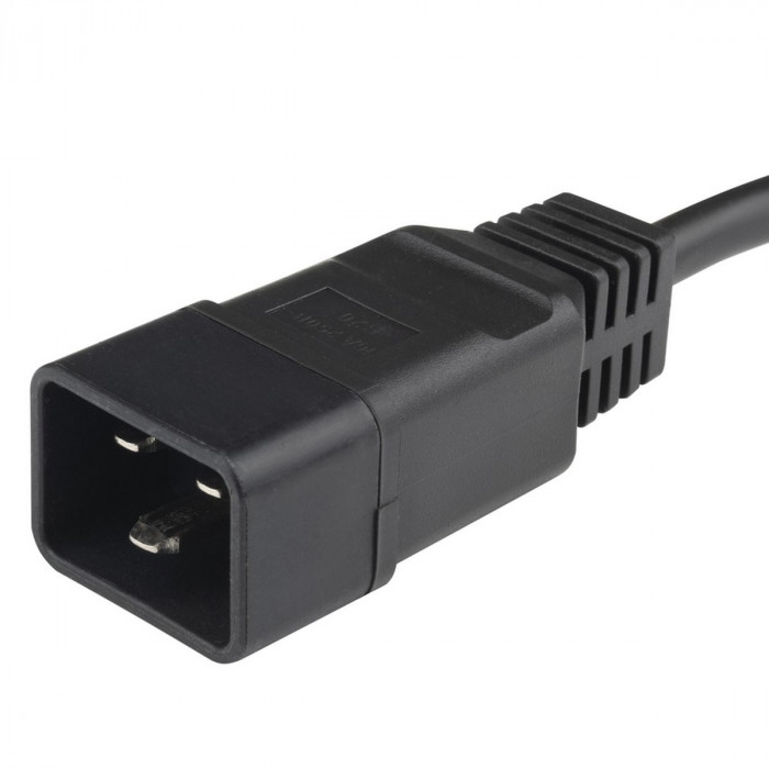 Сетевой кабель Hyperline PWC-IEC19-IEC20-1.0-BK питания IEC 320 C19 - IEC 320 C20 (3x1.5), прямая вилка, 16A, 1м, цвет черный (ПВС-АП-3*1,5-250-C19C20-16-1,0 ГОСТ 30851.1-2002 (МЭК 60320-1:1994))