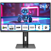 Монитор 24.5' AIWA MD2510  IPS, 1920x1080, 240Hz, 1ms, 350сd/m, 1000:1, HDR | 2xHDMI(2.0), 2xDP(1.2) | HAS, Pivot, Swivel, ExPSU, Speakers, Vesa 75, Black