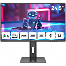 Монитор 24.5' AIWA MD2510  IPS, 1920x1080, 240Hz, 1ms, 350сd/m, 1000:1, HDR | 2xHDMI(2.0), 2xDP(1.2) | HAS, Pivot, Swivel, ExPSU, Speakers, Vesa 75, Black
