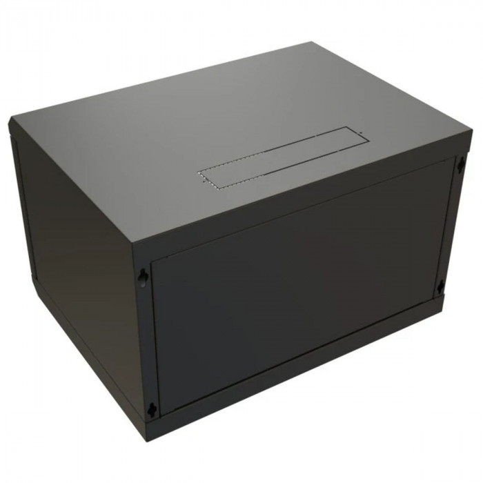 Шкаф Hyperline WRline WR-TW-0666-SR-RAL9004 настенный 19-дюймовый (19'), 6U, 367x600х600мм, цельнометаллическая дверь с замком, цвет черный (RAL9004) (разобранный)