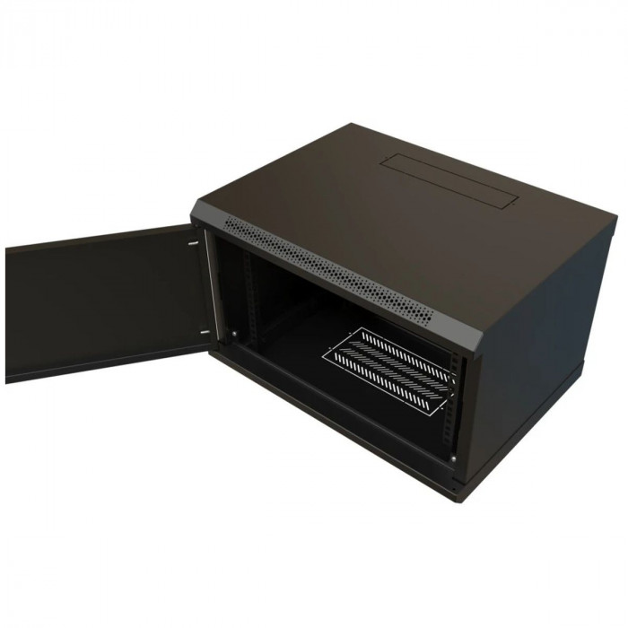 Шкаф Hyperline WRline WR-TW-0945-SR-RAL9004 настенный 19-дюймовый (19'), 9U, 500x600х450мм, цельнометаллическая дверь с замком, цвет черный (RAL9004) (разобранный)