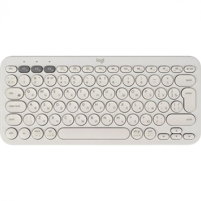 Клавиатура беспроводная Logitech K380, White, Bluetooth, оригинальная заводская РУС гравировка, [920-009589]