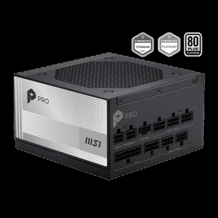 Блок питания ПК MSI PRO A1000PL PCIE5 1000W, 80+ Platinum, полностью модульный, ATX 3.1, PCIE5.1, RTL