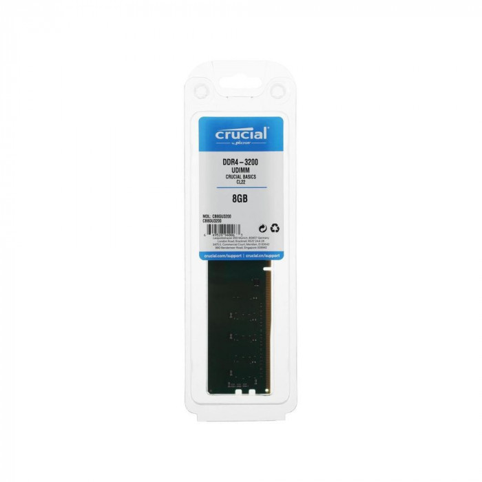 Модуль памяти Crucial 8GB Basic UDIMM DDR4-3200 (PC4-25600) CL19 1.2V