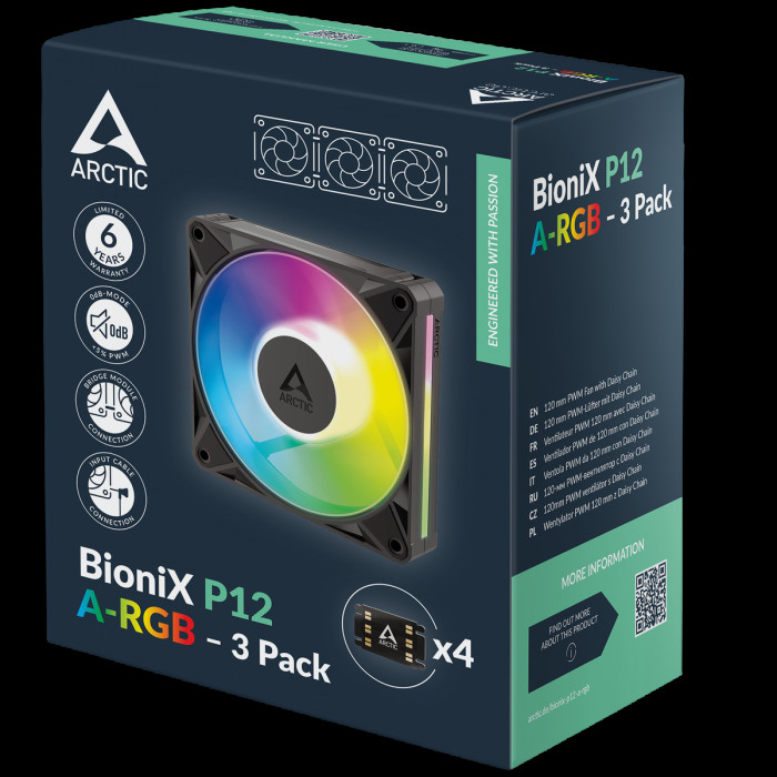 Вентилятор корпусной ARCTIC BioniX P12 A-RGB - 3 Pack (ACFAN00337A)