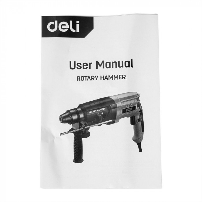 Перфоратор Deli DL-DC26-E1 (800Вт, 3Дж, 5500уд/мин, 1150об/мин, кейс, в комплекте 3 бура,пика, долото)