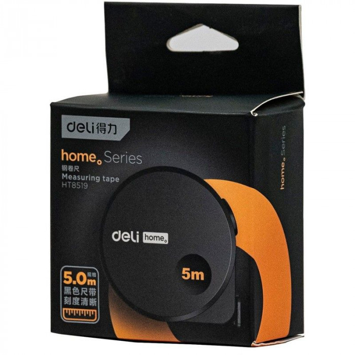 Рулетка Home Series Black HT8519 5м х 19мм, эксклюзивный дизайн, корпус - высококачественный софттач пластик