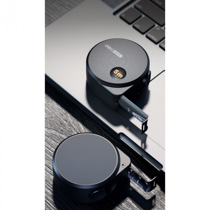 Рулетка Home Series Black HT8519 5м х 19мм, эксклюзивный дизайн, корпус - высококачественный софттач пластик